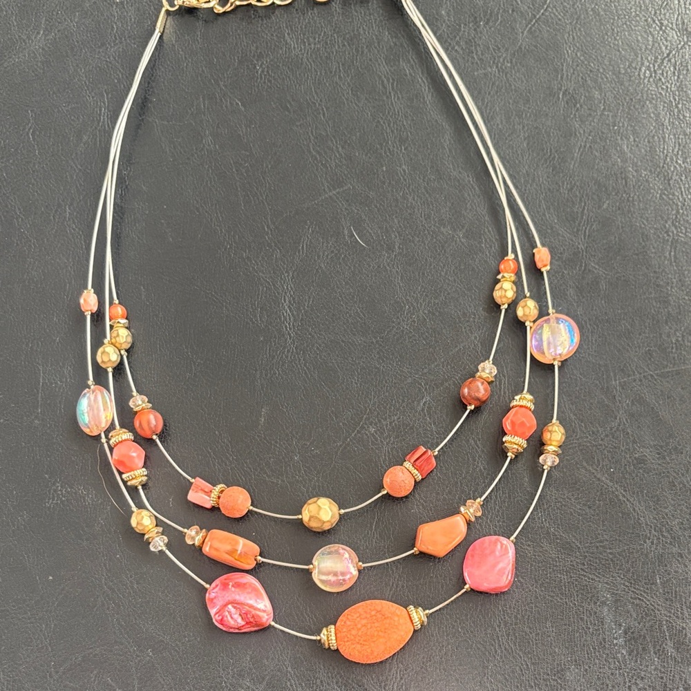 Ruby Red Designer Elegant Multi-Strand Necklace W… - image 4